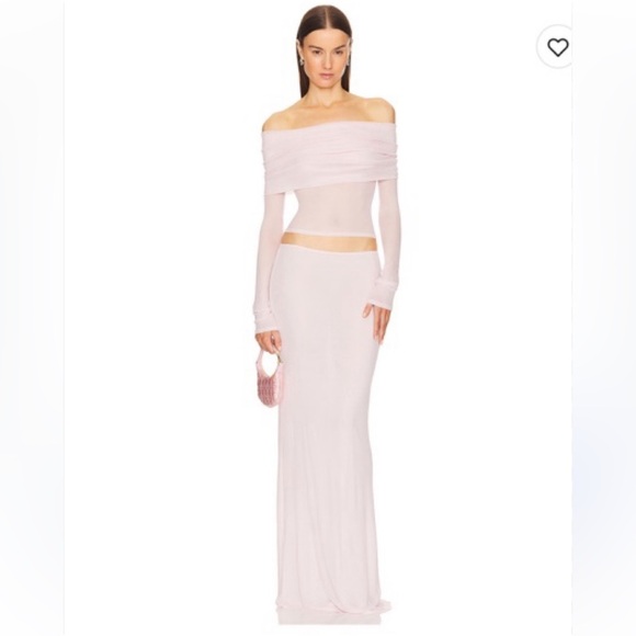 Helsa Dresses & Skirts - HELSA Sheer Knit Layered Maxi Skirt ballet pink sheer jersey As Is Revolve M